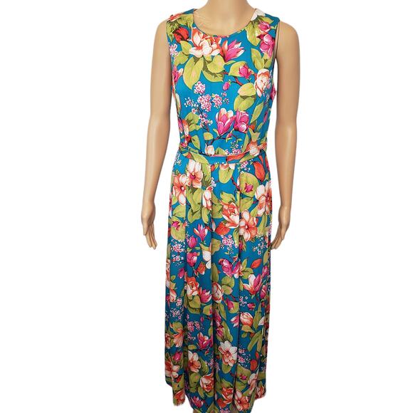 2/$30 Shelby &‎ Palmer Sleeveless Maxi Dress Floral Round Neck Pullover  Medium - Picture 1 of 16